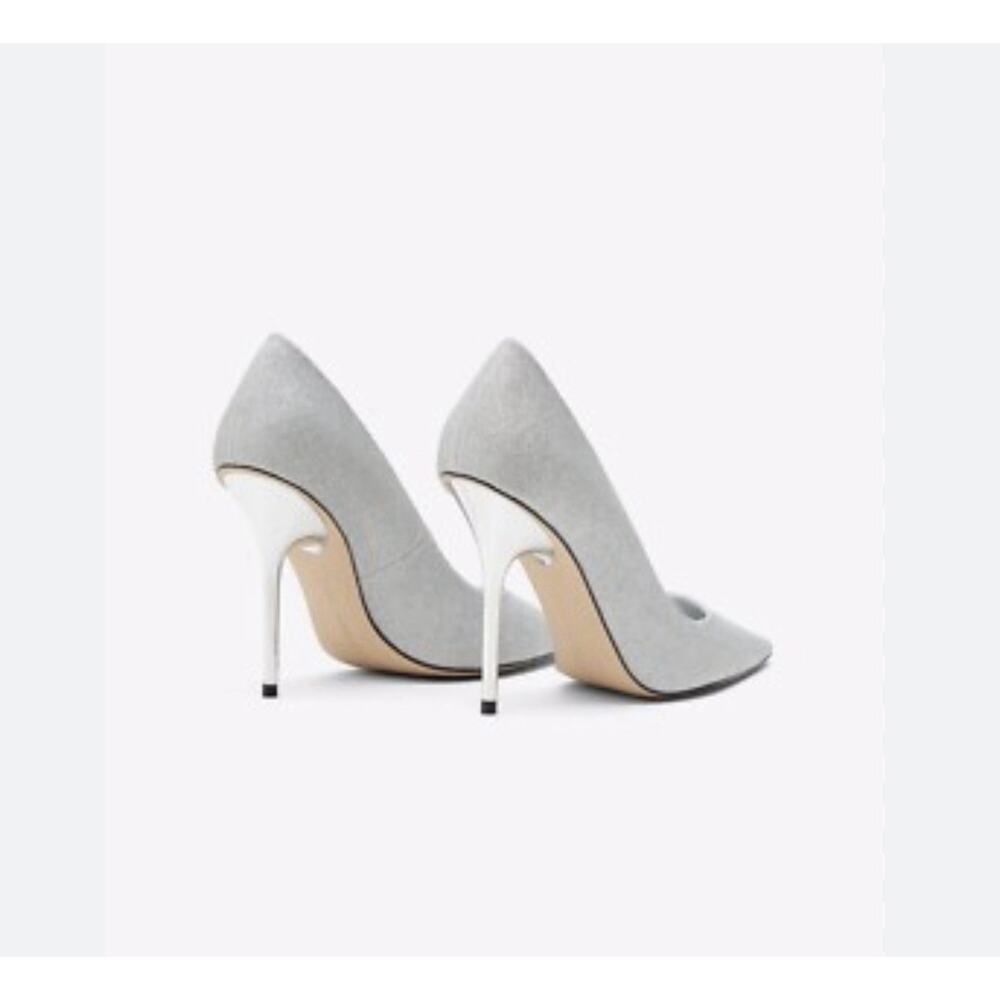 Good American Emma Silver Glitter Pumps Heels Women’s 8.5 Pointed Toe - Picture 6 of 16